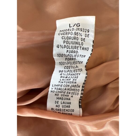 VTG Miss Posh Womens Size L Camel Vegan Faux Leather Zip Jacket Detachable Hood - Picture 10 of 13